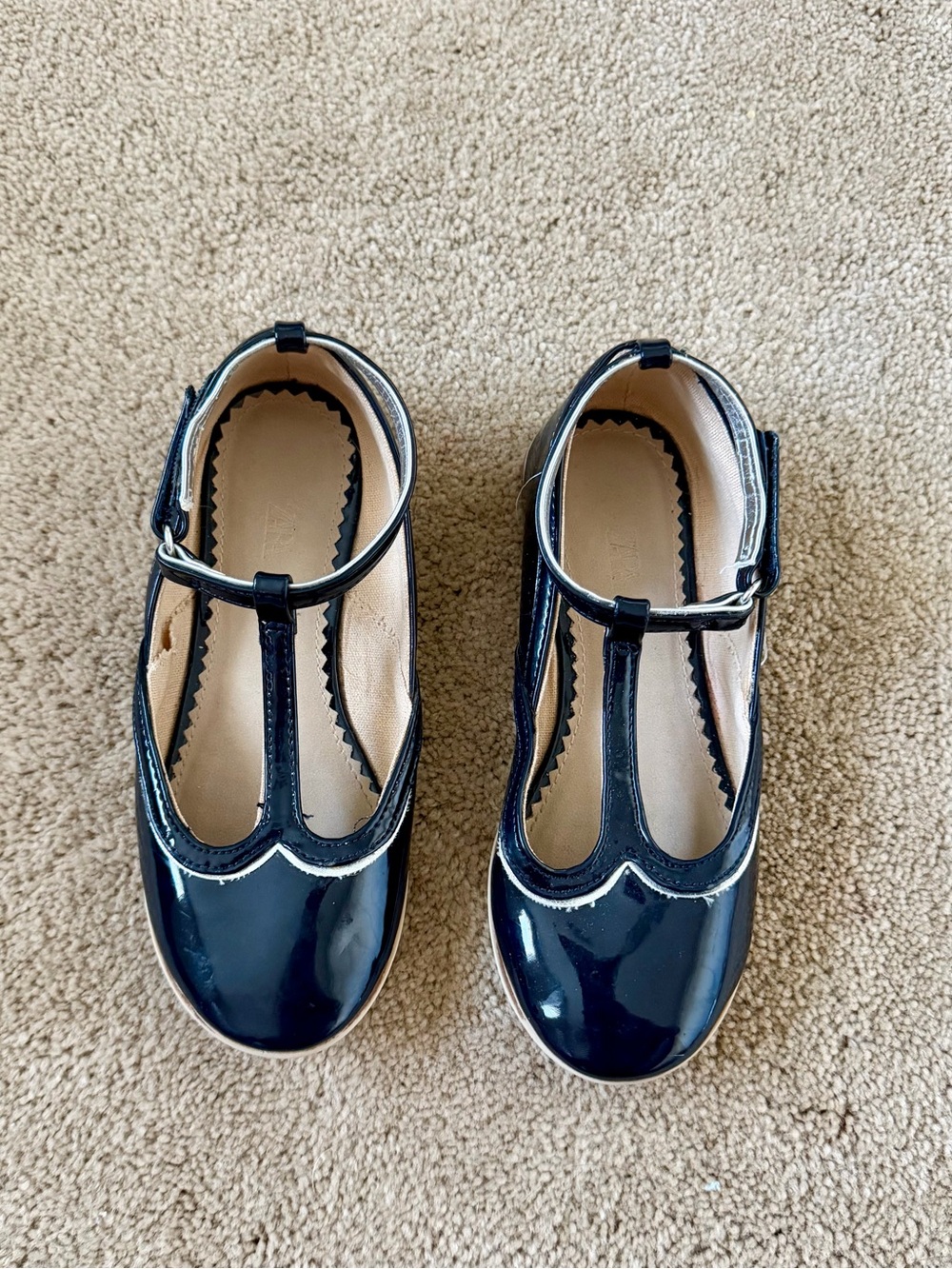 Zara Navy Patent T‑Strap Mary Jane Shoes for Kids